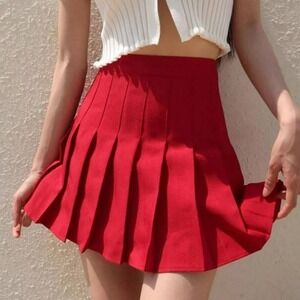 American Apparel mini pleated classic red preppy collegiate cheer basics sexy L